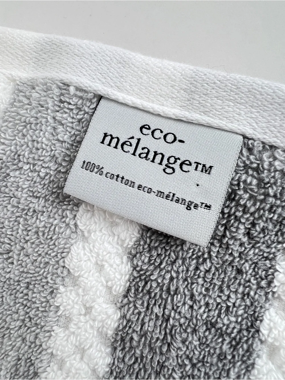 Eco Melange Bath Towels Gray White Striped Soft Plush 100% Cotton 3 Pc NEW
